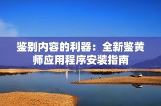 鉴别内容的利器：全新鉴黄师应用程序安装指南