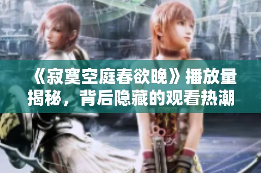 《寂寞空庭春欲晚》播放量揭秘，背后隐藏的观看热潮分析