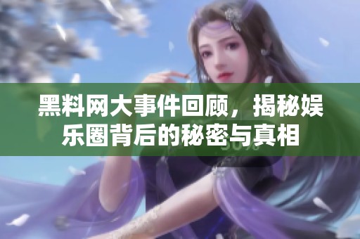 黑料网大事件回顾，揭秘娱乐圈背后的秘密与真相
