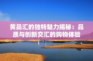 黄品汇的独特魅力揭秘：品质与创新交汇的购物体验