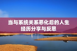 当与系统关系恶化后的人生经历分享与反思