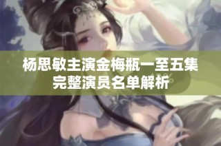 杨思敏主演金梅瓶一至五集完整演员名单解析