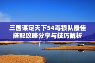 三国谋定天下S4毒狼队最佳搭配攻略分享与技巧解析