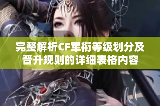 完整解析CF军衔等级划分及晋升规则的详细表格内容