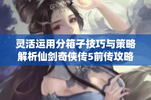 灵活运用分箱子技巧与策略解析仙剑奇侠传5前传攻略