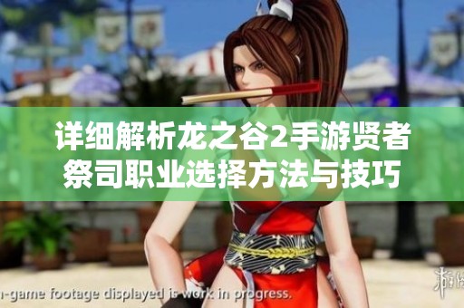 详细解析龙之谷2手游贤者祭司职业选择方法与技巧