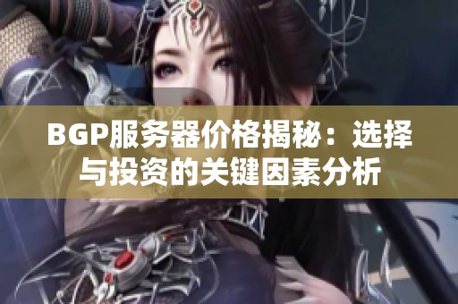 BGP服务器价格揭秘：选择与投资的关键因素分析